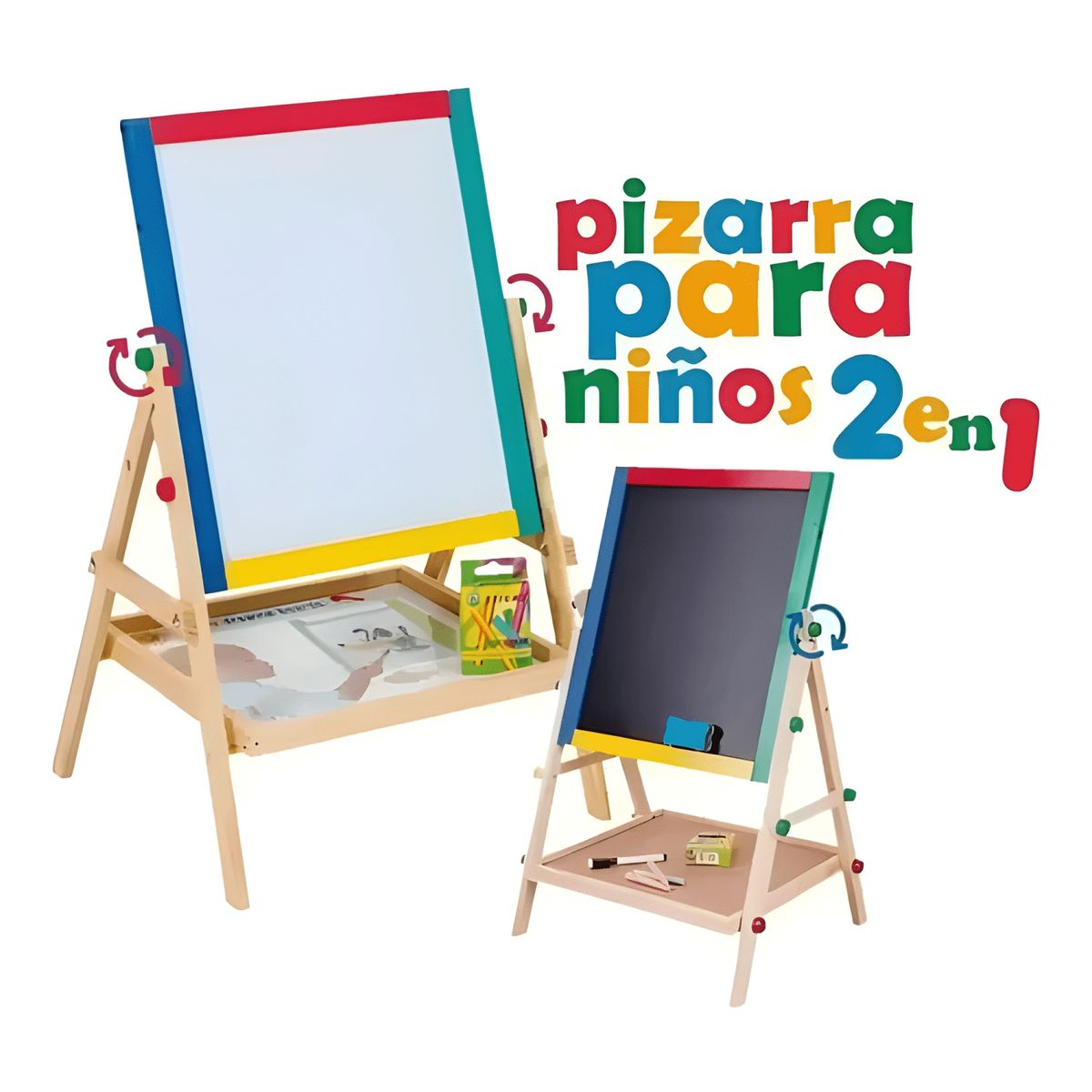 GENERICO - Pizarra atril para niño magnética doble tizaplumón 2