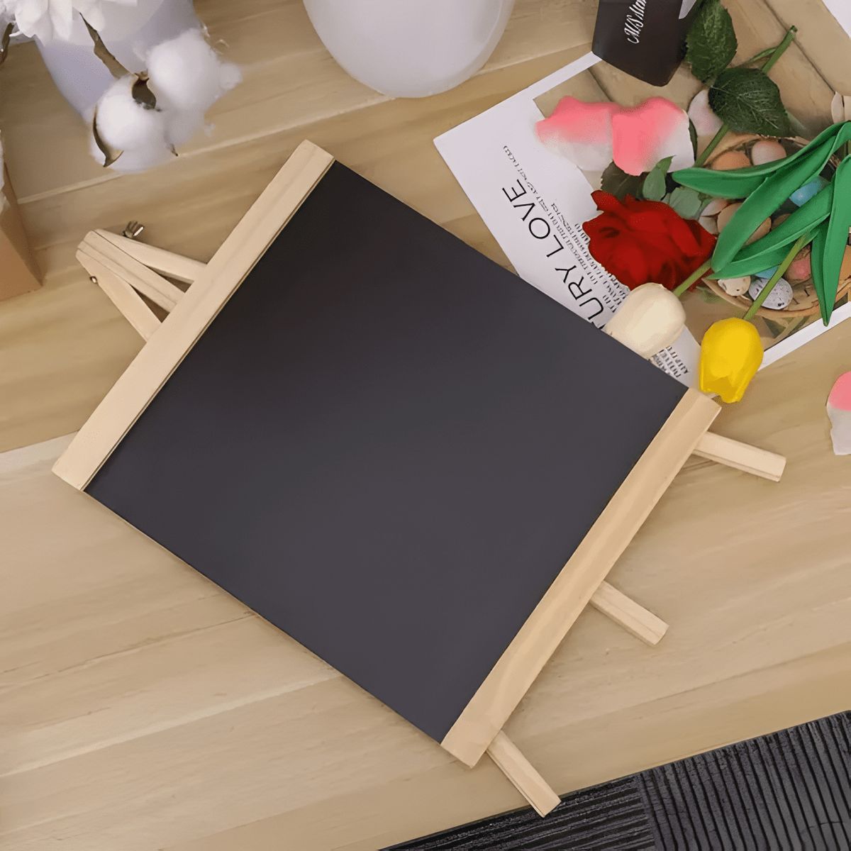 GENERICO - Pizarra atril madera caballete pizarras para niño tiza 12x23