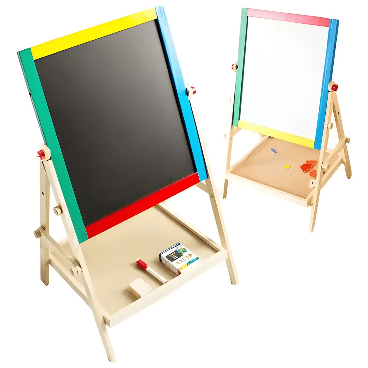 GENERICO - Pizarra infantil 2 en 1 magnética atril de madera tiza plumn