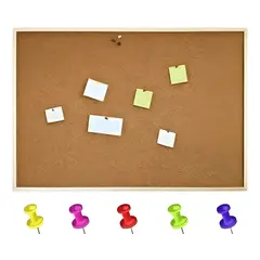GENERICO - Pizarra corcho 50 x 70 borde madera resistente + fijadores