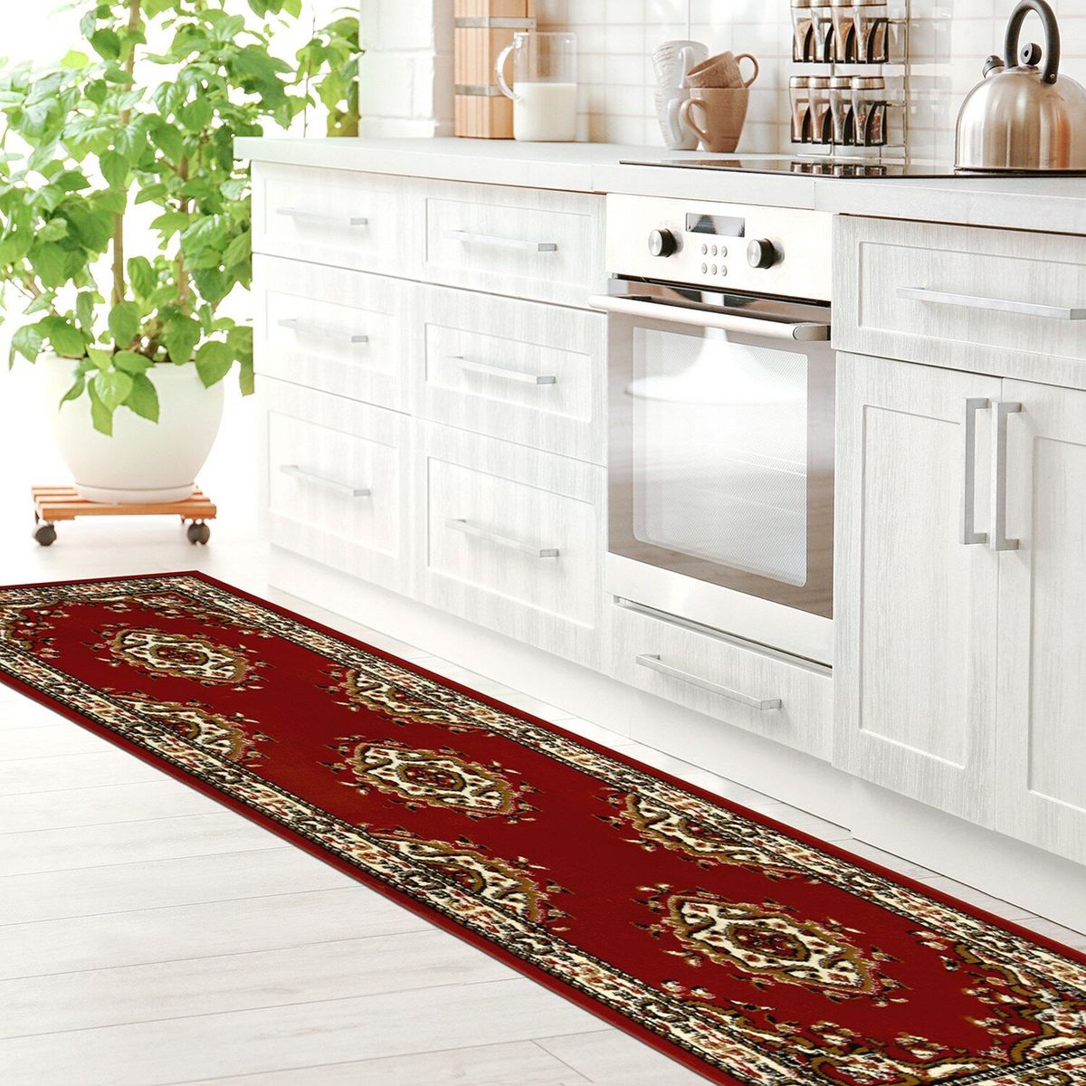 MODA ALFOMBRAS - Alfombra Pasillo Kashan King Roja 66 CM X 430 CM