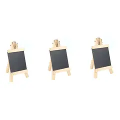 GENERICO - Pack 3 pizarra negra atril madera caballete tiza 12x23cm