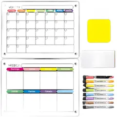 GENERICO - Pack 2 pizarras planner mensual - semanal, imán 22