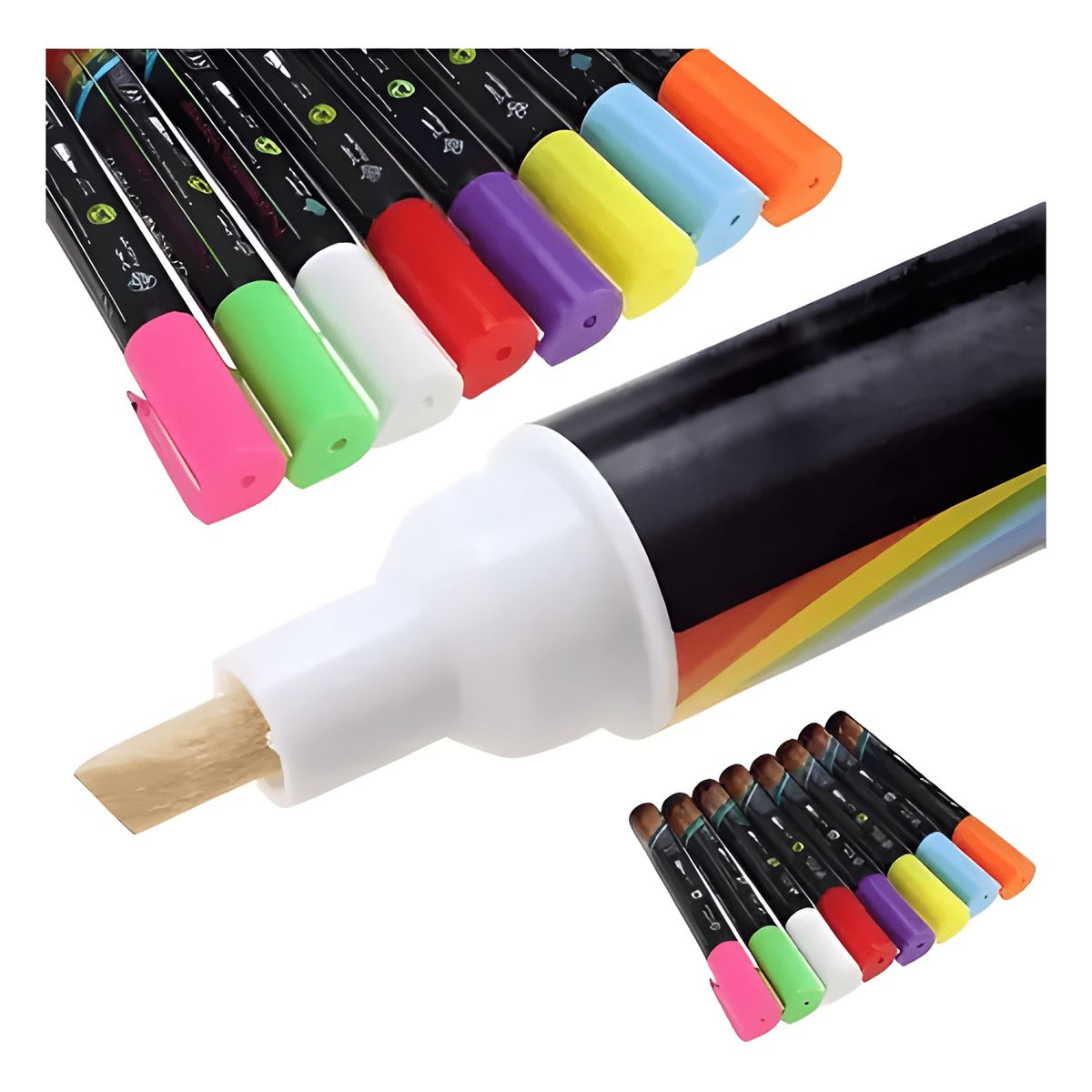 GENERICO - Pack 8 plumones tiza liquida para pizarra LED, vidrio
