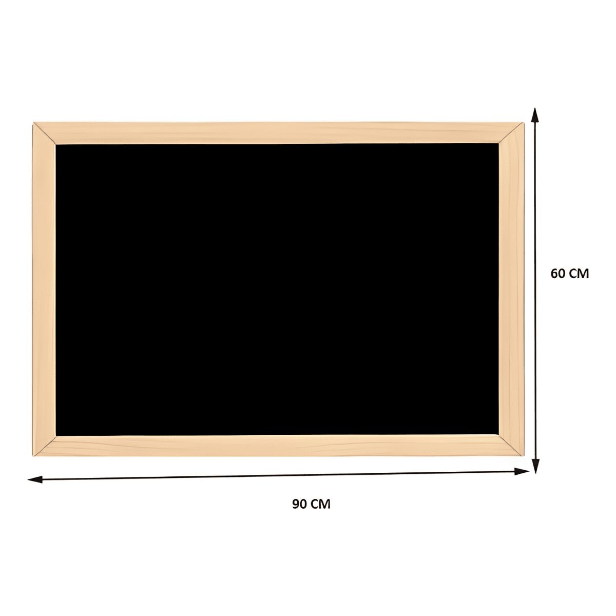 GENERICO - Pizarra negra con marco de madera para tizas 60x90 cm pared