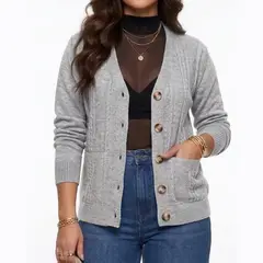 HIPSY SWIMWEAR - Cardigan Sweater Con Botones Bolsillos Chaleco Tejido Mujer