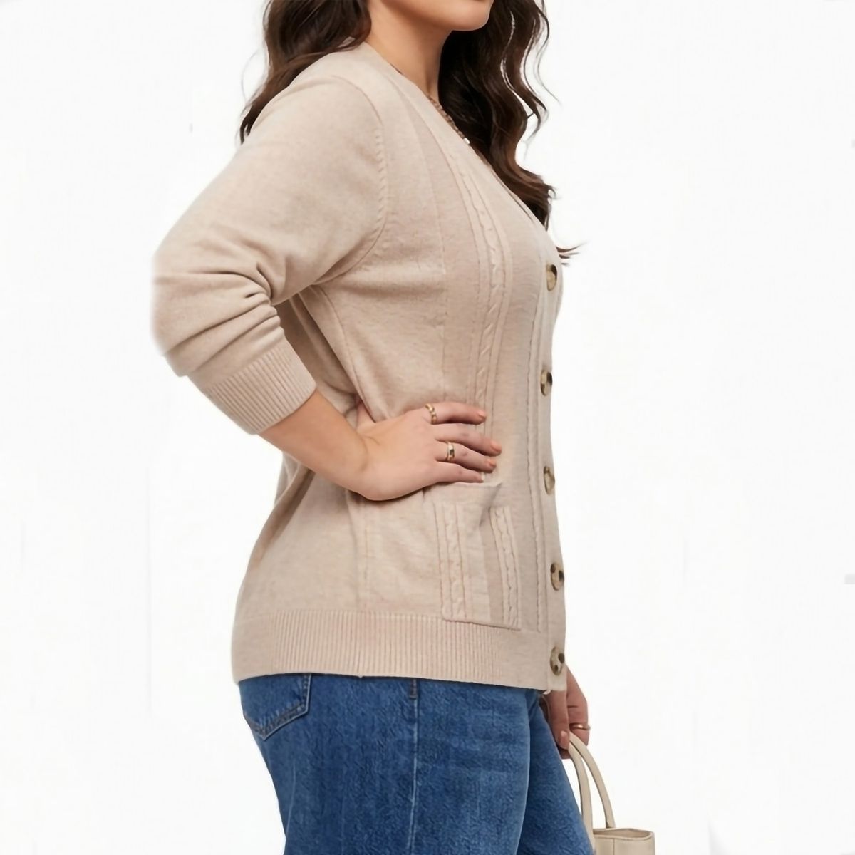 HIPSY SWIMWEAR - Cardigan Sweater Con Botones Bolsillos Chaleco Tejido Mujer