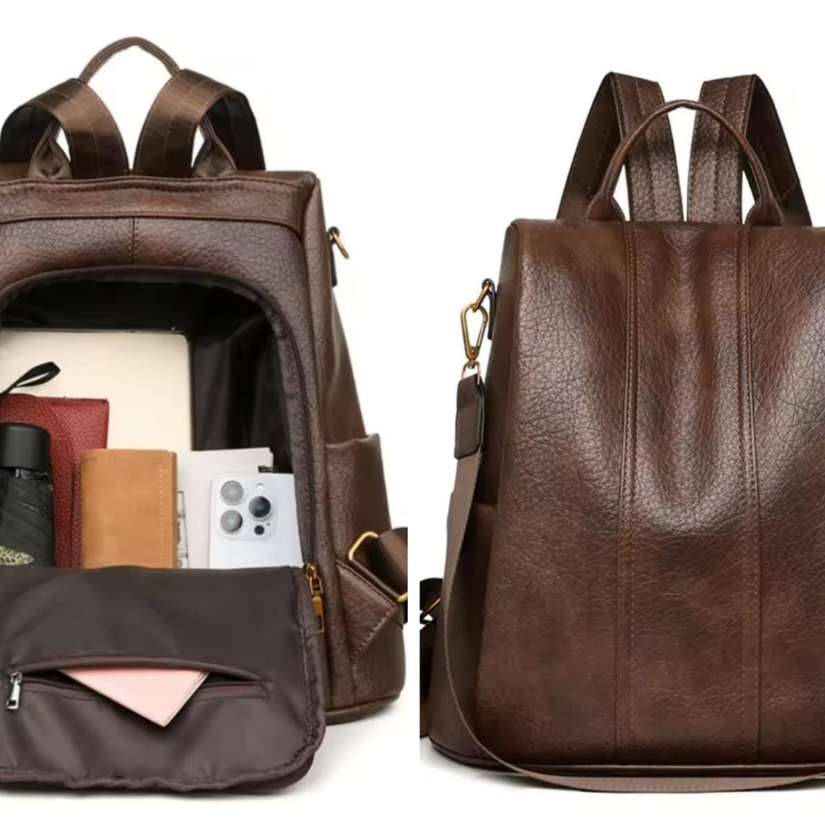 GENERICO - Mochila Antirrobo Cuero Pu Elegante A La Moda Para Mujer