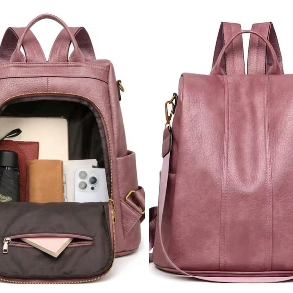 GENERICO - Mochila Antirrobo Cuero Pu Elegante A La Moda Para Mujer