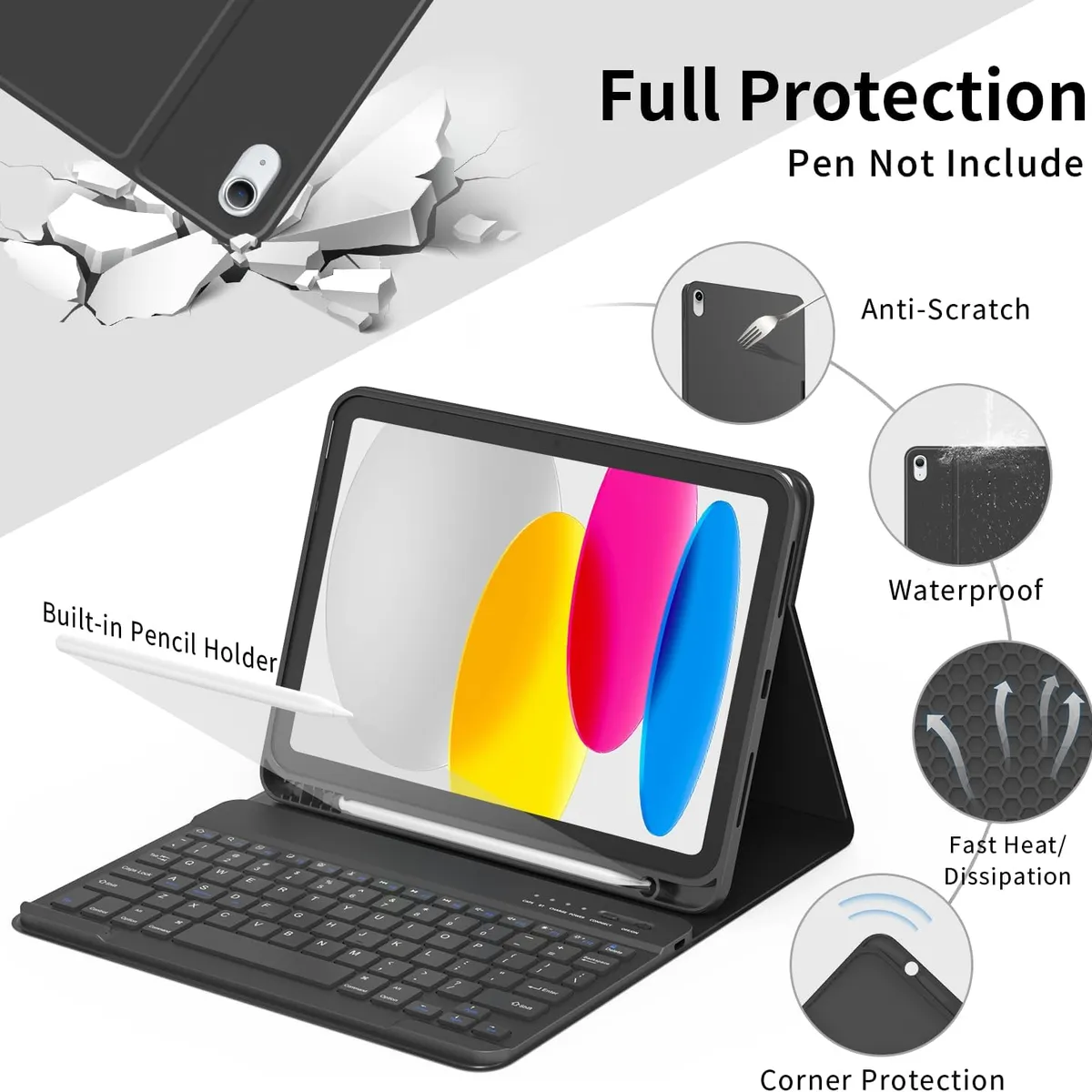 GENERICO - Carcasa Teclado Bluetooth para iPad 10 Gen / iPad 11 A16