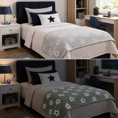 DECORACION CREATIVA - Manta Luminosa Bebe - Infantil Estrella Gris