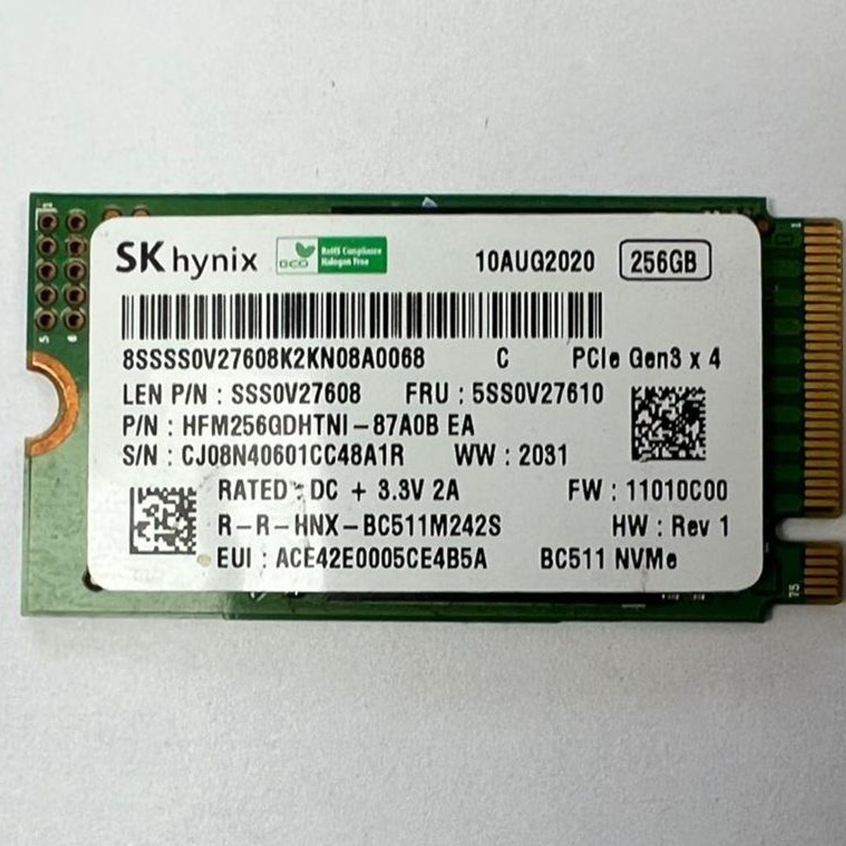 GENERICO - SSD SK Hynix    M.2 Nvme Pcie 3.0    256GB   SSS0V27608   OPEN BOX