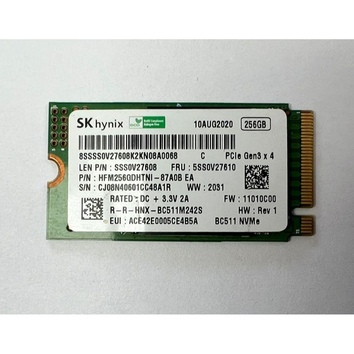 GENERICO - SSD SK Hynix    M.2 Nvme Pcie 3.0    256GB   SSS0V27608   OPEN BOX