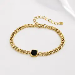 GENERICO - Pulsera de hombre Cubana Acero inoxidable 316L Dorada