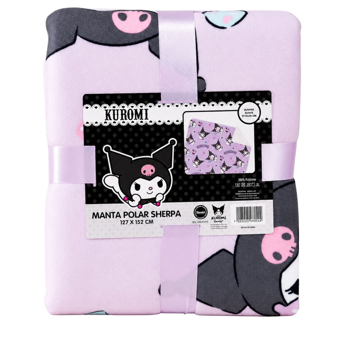MASHINI - Manta Polar Sherpa Diseño Kuromi 127x152cms Suave - PS