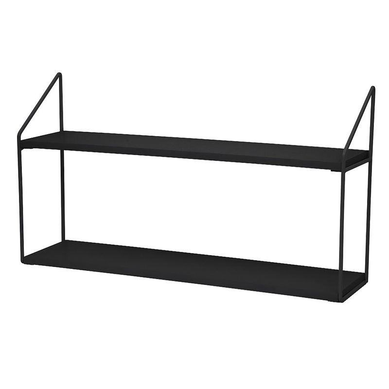 URBAN PRODUCTS - Repisa Metálica Con 2 Divisiones De Madera Negro