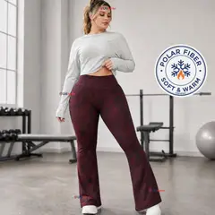 UTILISIMO - Pantalón Polar Con Chiporro Palazzo Mujer Calza Elasticada Térmica Burdeo