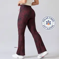UTILISIMO - Pantalón Polar Con Chiporro Palazzo Mujer Calza Elasticada Térmica Burdeo