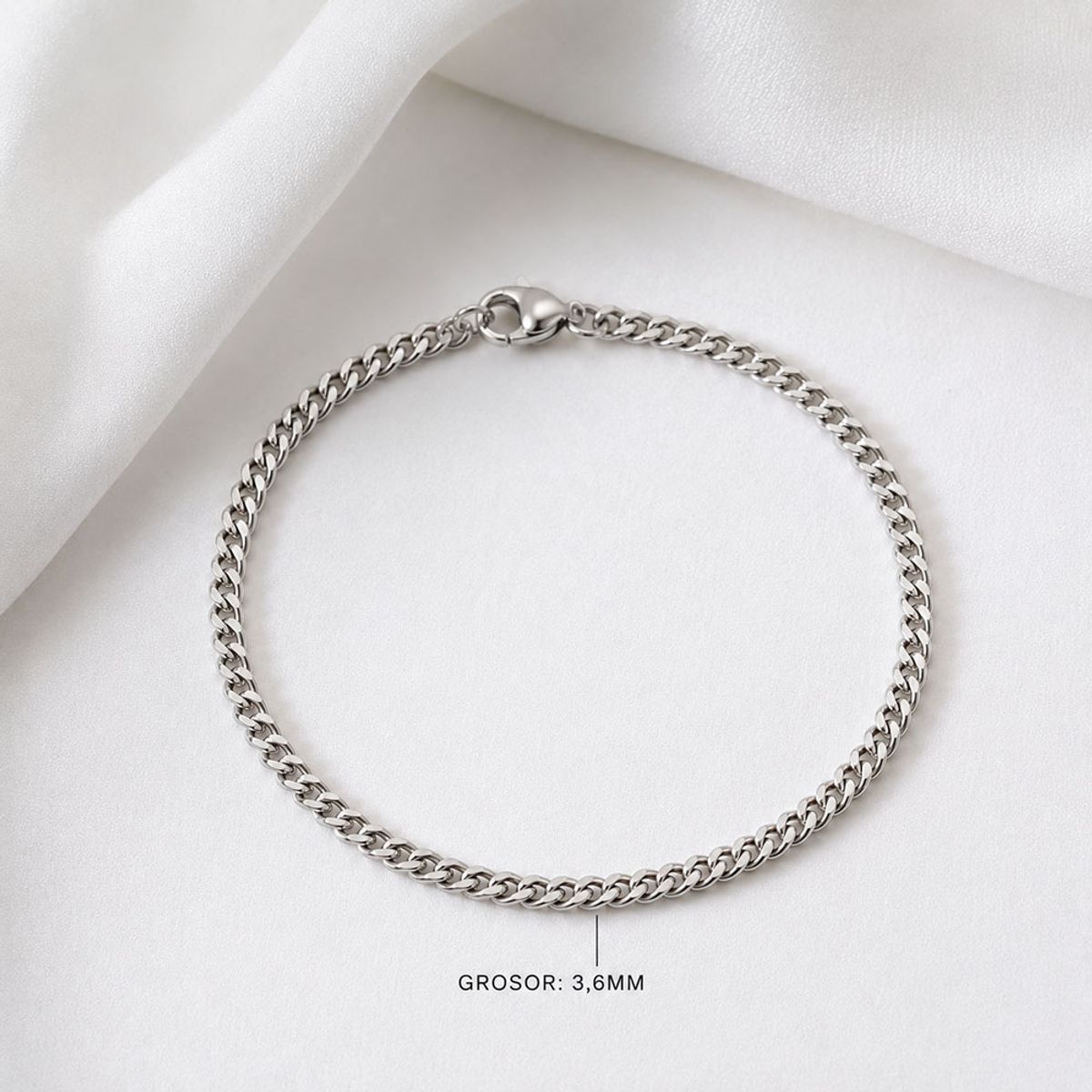 GENERICO - Pulsera de hombre  Cubana Acero inoxidable 316L 3,6mm