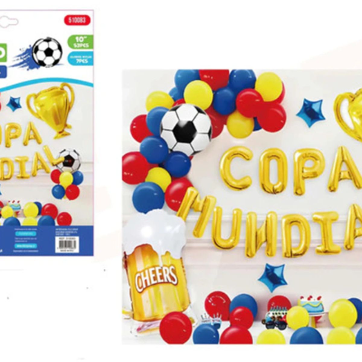 GENERICO - Set De Globo Copa Mundial Dorada 53 Unidades 25cm