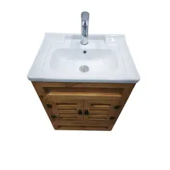 MODERN SPACE - Mueble Vanitorio Rustico 50x40 Cm Con Patas Loza N + Llave