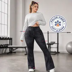 UTILISIMO - Pantalón Polar Con Chiporro Palazzo Mujer Calza Elasticada Térmica Negra