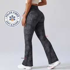 UTILISIMO - Pantalón Polar Con Chiporro Palazzo Mujer Calza Elasticada Térmica Negra