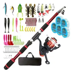 GENERICO - Kit Pesca 18m Caña Carrete Señuelo Accesorio Bolsa Completo
