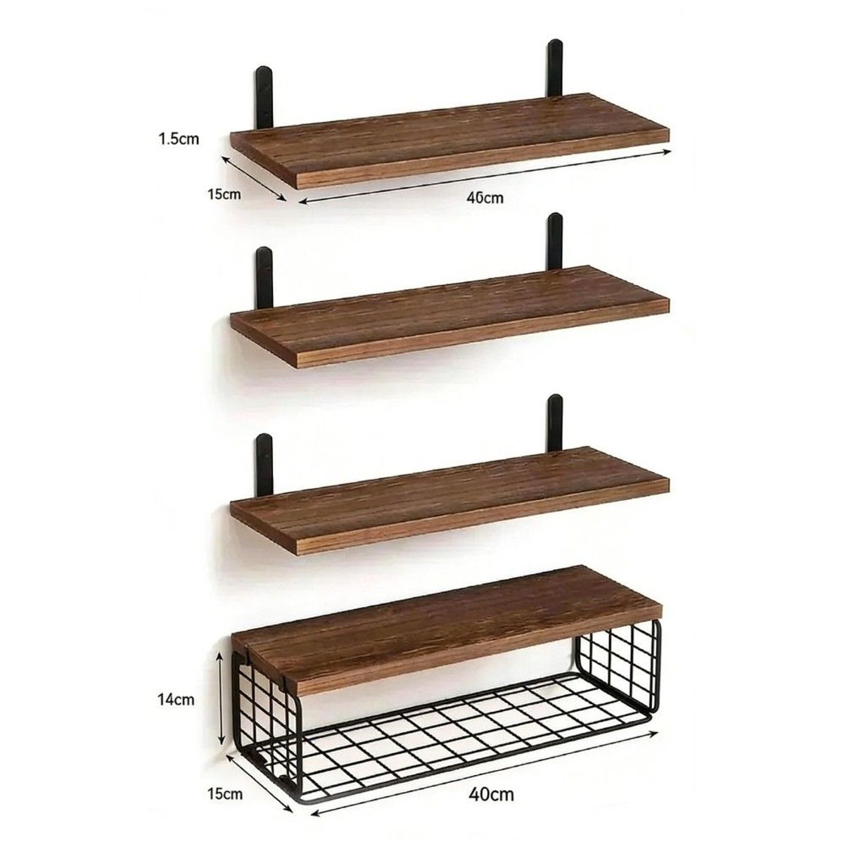 GENERICO - Repisas Estantes Flotantes De Madera Modernas 40 Cm Marrón