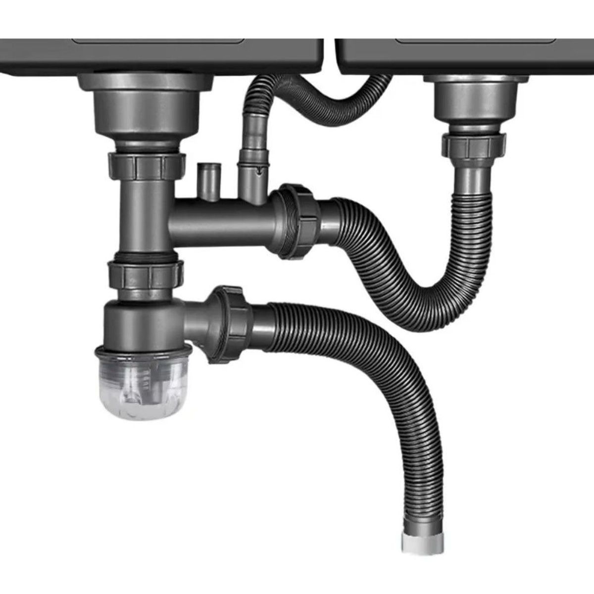 GENERICO - Desagüe Fregadero Para Cocina Baño Tubo Doble Flexible Acero