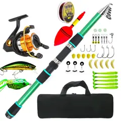 GENERICO - Set Kit De Caña Pescar Telescópica Con Accesorios Y Bolso