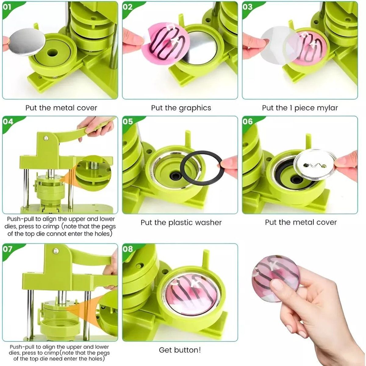 GENERICO - Máquina O Prensa Para Hacer Chapitas + Matriz De 58mm
