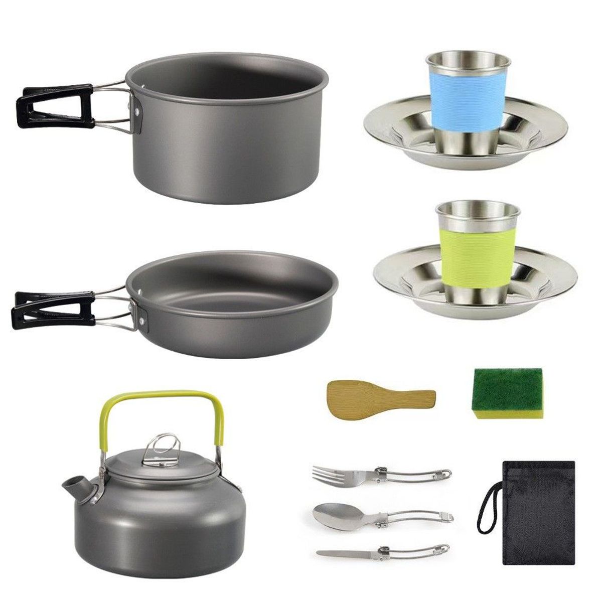 GENERICO - Set Ollas Camping 13 Piezas Camping Utensilios