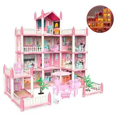 GENERICO - Casa De Muñecas Castillo De Princesa Con Muebles Con Led