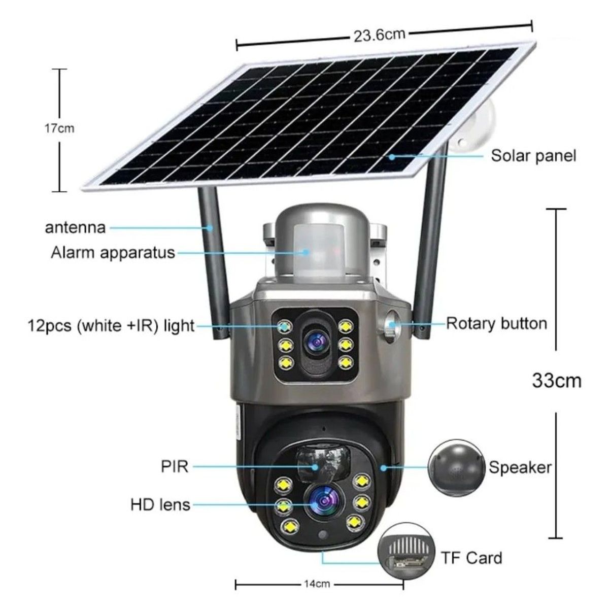 GENERICO - Cámara de Seguridad Solar 4g funciona Con Chip De Celular Full HD