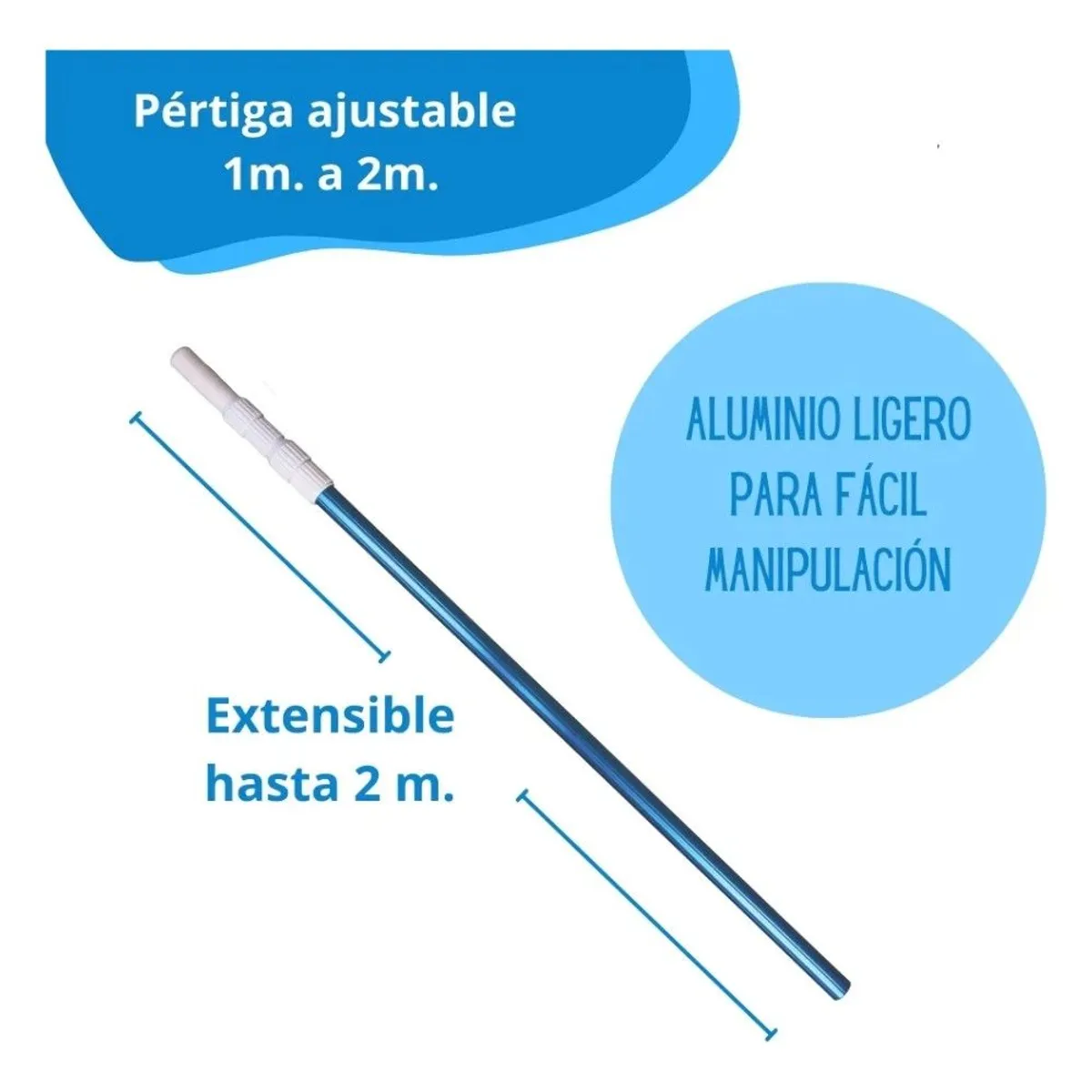 GENERICO - Mango Extensible Para Limpieza A Piscinas Pértiga Resistente
