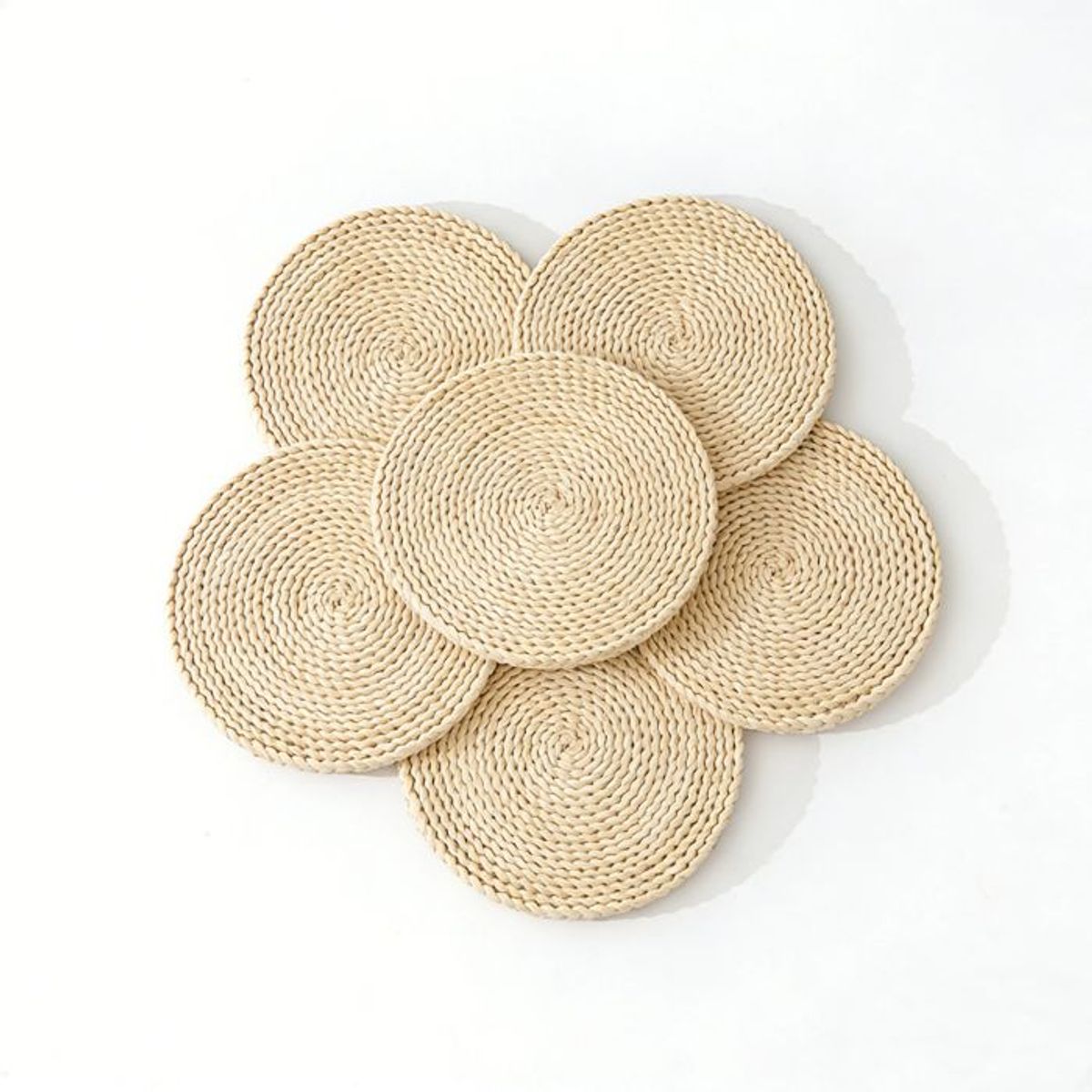 GENERICO - Set 6 Individuales Mantel Fibra Natural Pack 6 Yute 35 Cm Beige Lisa