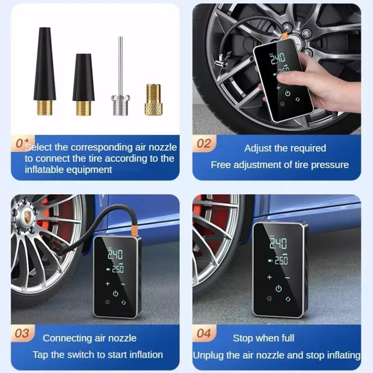 GENERICO - Compresor Digital Portátil Inflador Aire Neumático Auto Moto