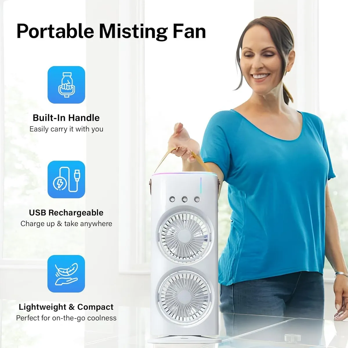 GENERICO - Doble Ventilador De Aire Frío Humidificador Para Escritorio