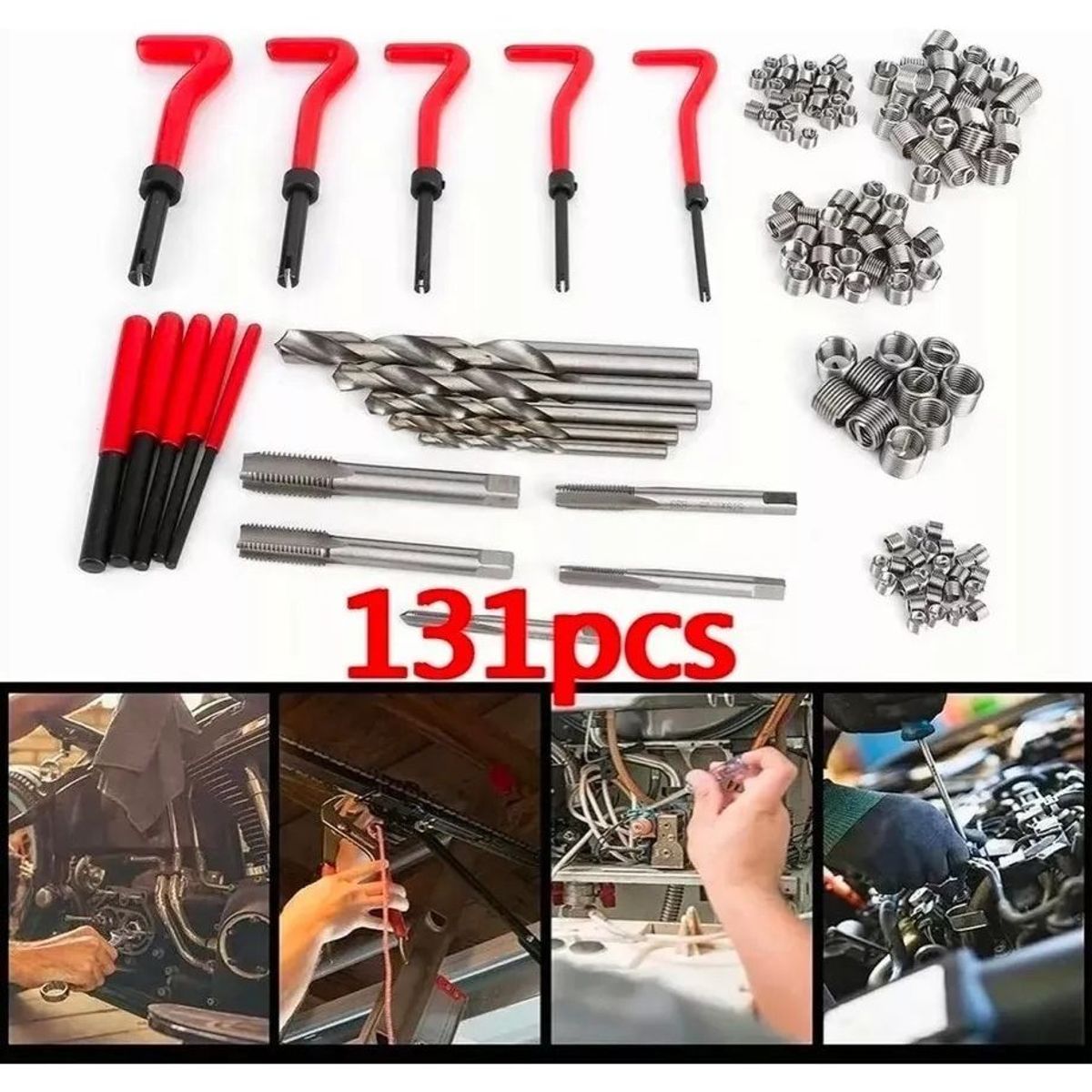 GENERICO - Kit 131 Insertos Helicoil Reparacion Hilos Dañados