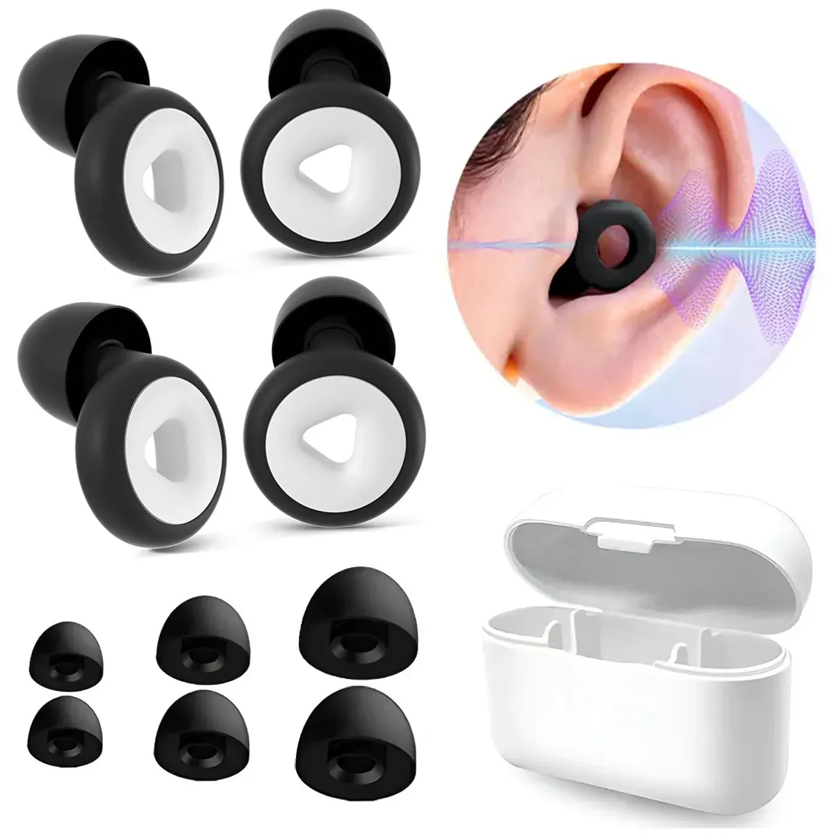 2 Pares Tapones Para Oídos Reducción De Ruido Tapones Auditivos Para Dormir Viaje Estudiar, marca GENERICO - Foto Principal