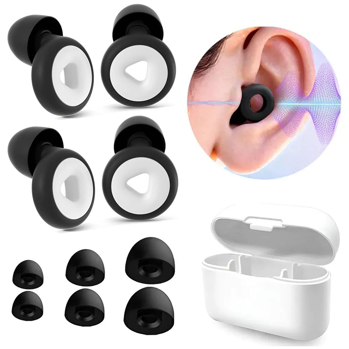 2 Pares Tapones Para Oídos Reducción De Ruido Tapones Auditivos Para Dormir Viaje Estudiar, marca GENERICO - Foto Principal