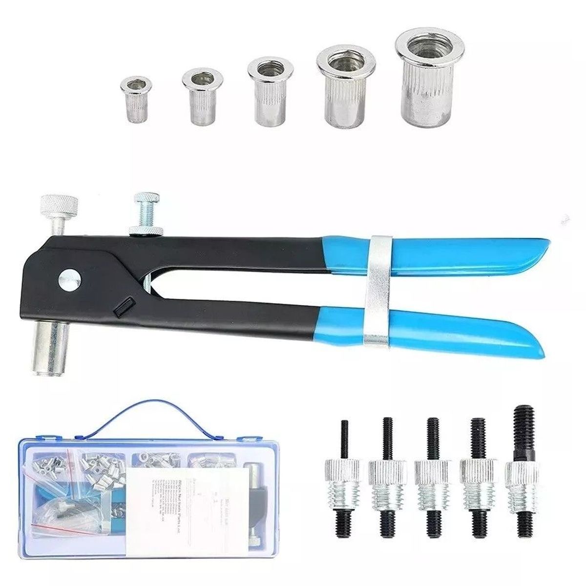 GENERICO - Kit Remachadora Tuerca 86 Piezas M3 A M8 Remache Ciego