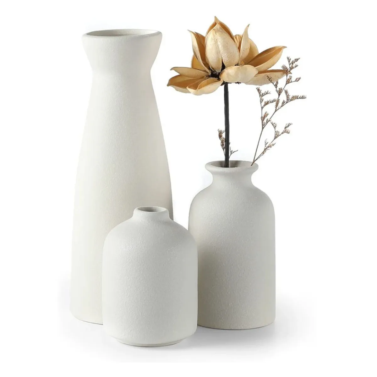 ATURE - 3pcs Floreros Jarron Cerámica Decorativos Para Mesa Oficina