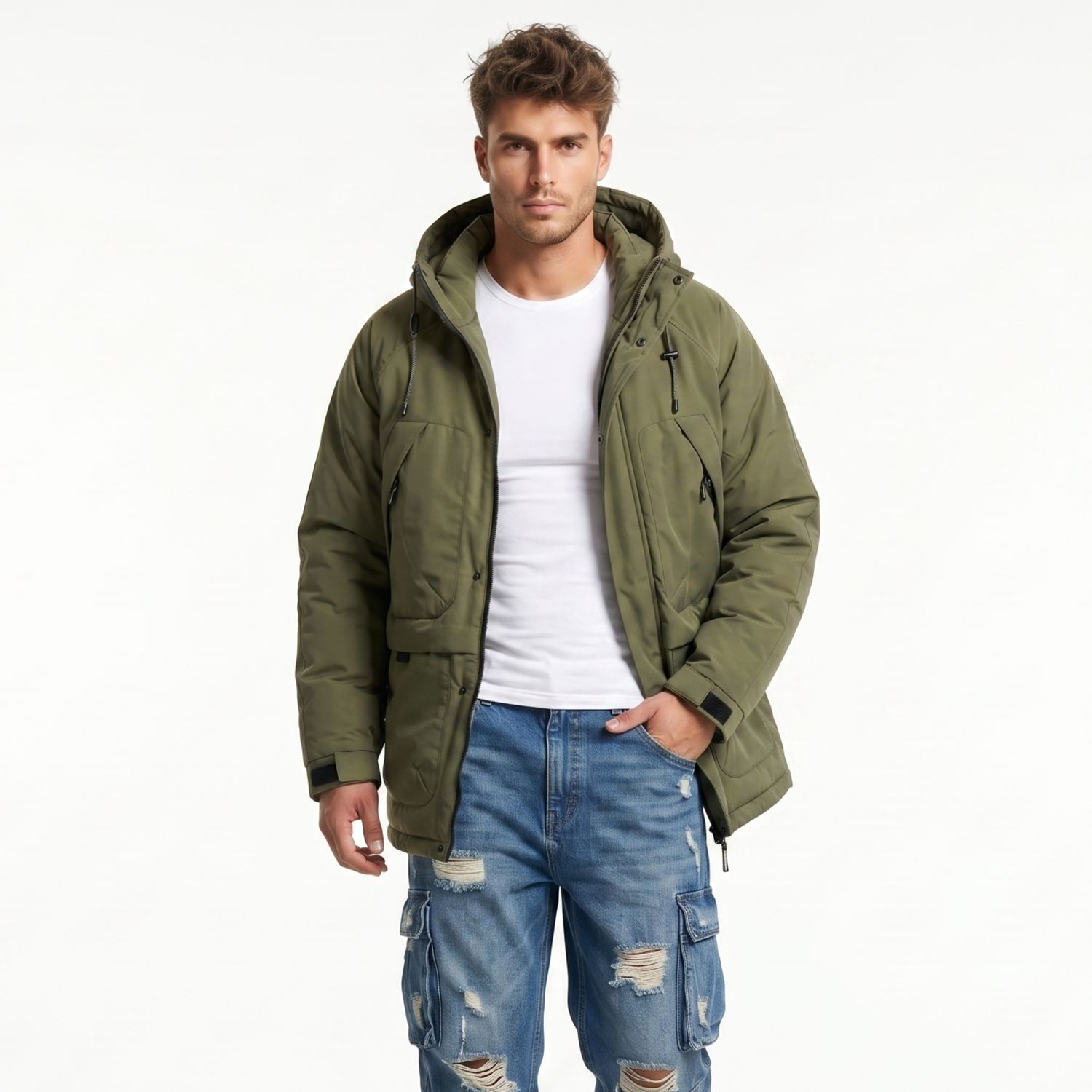 D'JOE Chaqueta Parka Softshell Gruesa Impermeable Hombre
