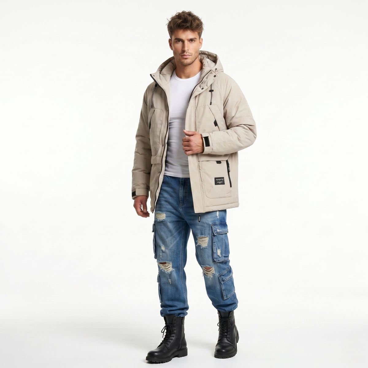 D'JOE - Chaqueta Parka Softshell Gruesa Impermeable Hombre