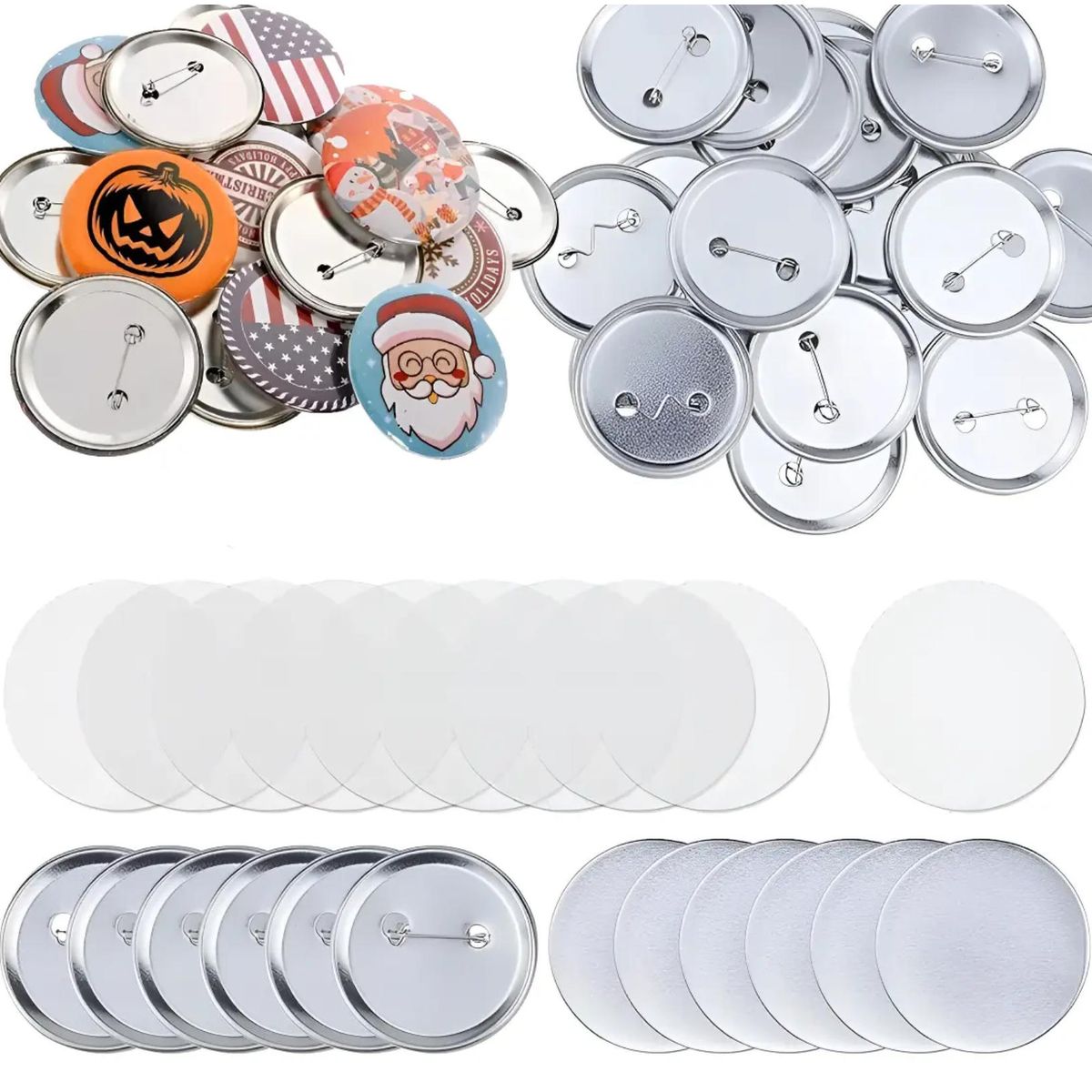 ATURE - Pack De 100 Chapitas Alfiler Metalicas Base + Película 58mm