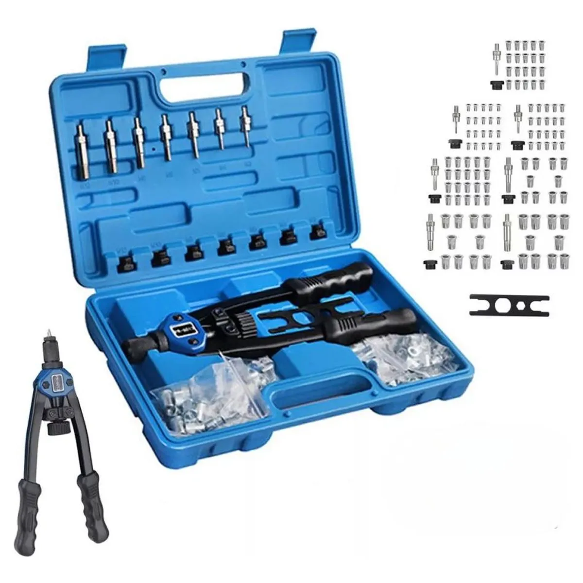 GENERICO - Kit Remachadora Tuerca Mandril M3-m12 Remache Ciego 110pc