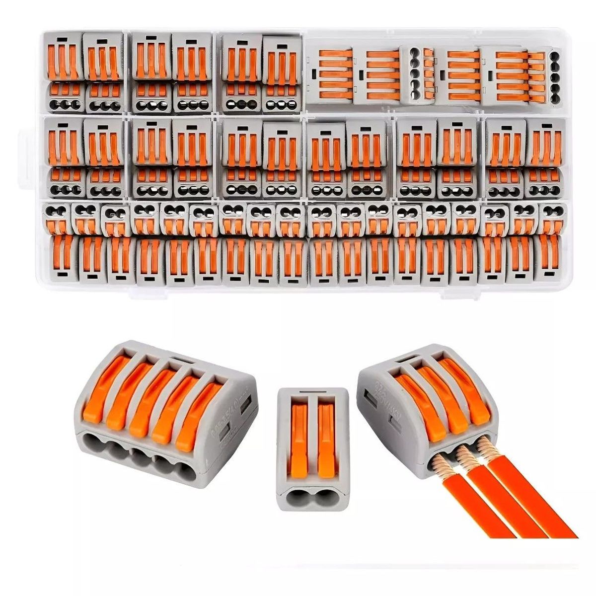 GENERICO - Set 100 Conectores Rápido Tipo Wago 3 Entradas
