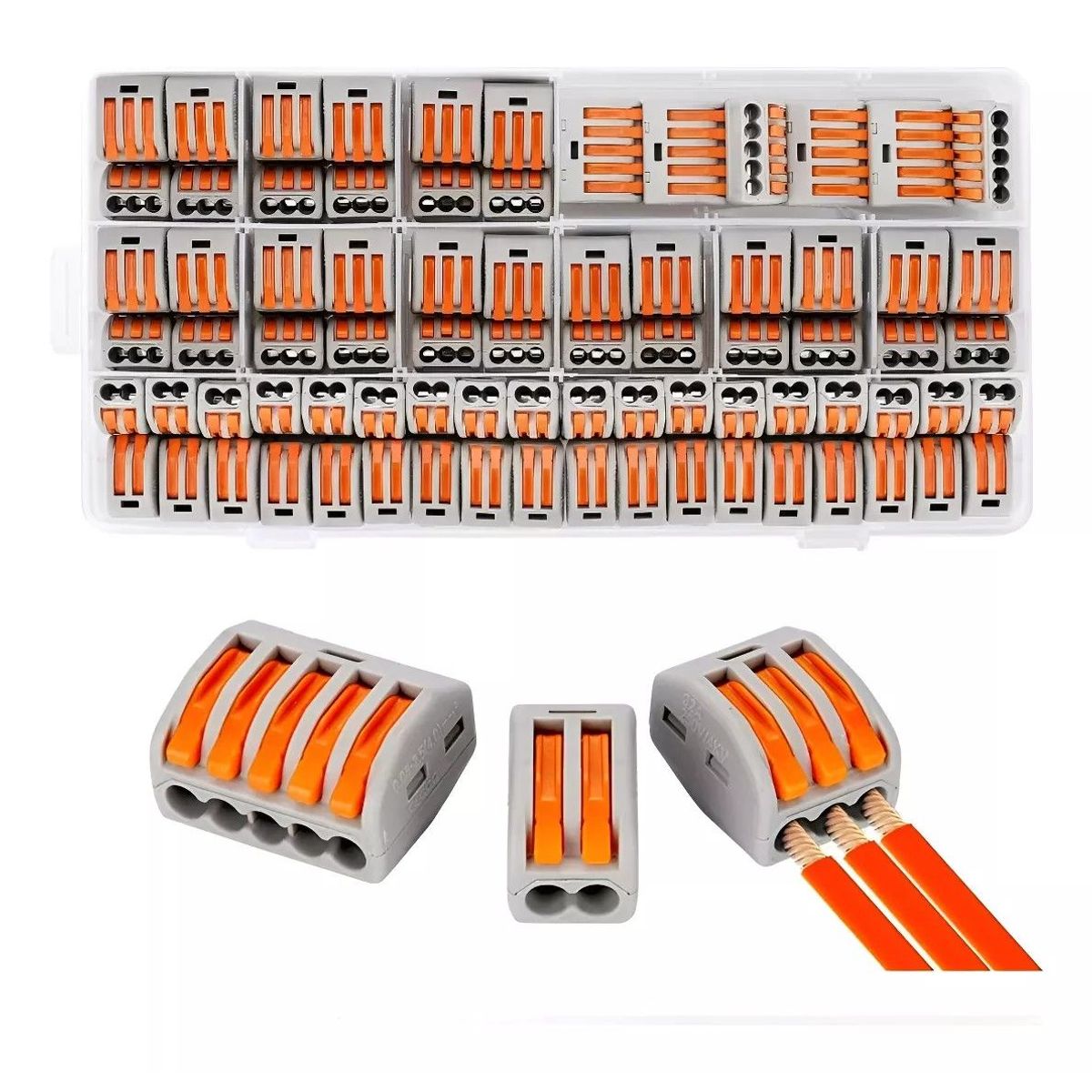 GENERICO - Set 100 Conectores Rápido Tipo Wago 3 Entradas